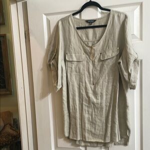 Ellen Tracy Tan Cream 3/4 Sleeve Relaxed Tunic